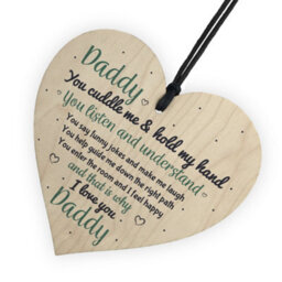 Red Ocean Love You Daddy's Girl Hanging Wooden Heart Fathers Day Gift For Him Daughter Son Birthday Present - thumbnail 6