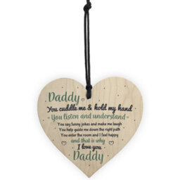 Red Ocean Love You Daddy's Girl Hanging Wooden Heart Fathers Day Gift For Him Daughter Son Birthday Present - thumbnail 5