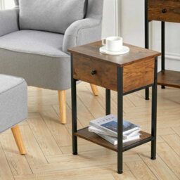 Side Table With Storage Bedside Nightstand Tea Sofa End Table Cabinet Livingroom - thumbnail 3