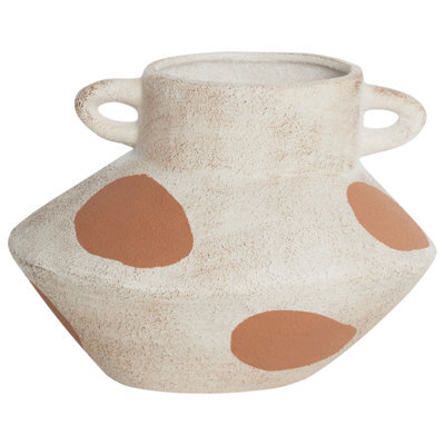 Beliani Flower Vase Alosidae Stoneware 19 Cm Light Beige - image 1