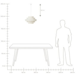 Wyld And Coco Modern Hanging Pendant Lamp White Linen Shade 40 X 40 X 80 Cm - Led Compatible - thumbnail 9