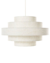 Wyld And Coco Modern Hanging Pendant Lamp White Linen Shade 40 X 40 X 80 Cm - Led Compatible - thumbnail 1