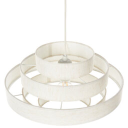 Wyld And Coco Modern Hanging Pendant Lamp White Linen Shade 40 X 40 X 80 Cm - Led Compatible - thumbnail 4