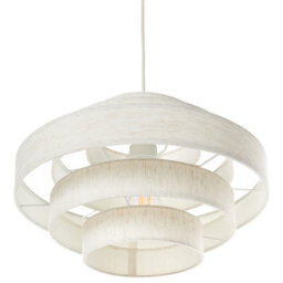 Wyld And Coco Modern Hanging Pendant Lamp White Linen Shade 40 X 40 X 80 Cm - Led Compatible - thumbnail 5
