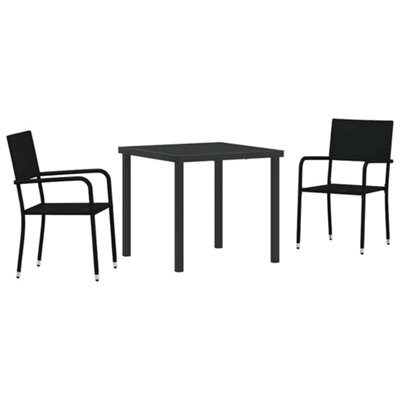 Berkfield Modern Garden Dining Set 3 Pcs Black Poly Rattan