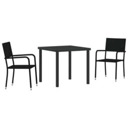 Berkfield Modern Garden Dining Set 3 Pcs Black Poly Rattan