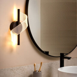 Beliani Spiral Wall Lamp Black Metal Led Light For Living Room, Bedroom And Hallway, W15 X D15 X H29Cm - thumbnail 1