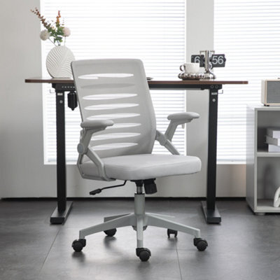 Vinsetto Mesh Office Chair Home Swivel Task Chair W/ Lumbar Support, Arm, Grey - image 1