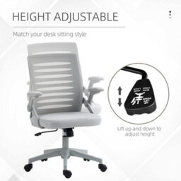 Vinsetto Mesh Office Chair Home Swivel Task Chair W/ Lumbar Support, Arm, Grey - thumbnail 8