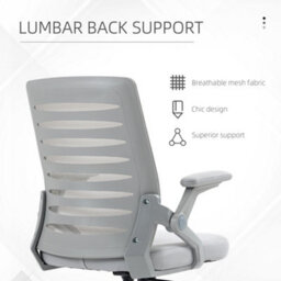 Vinsetto Mesh Office Chair Home Swivel Task Chair W/ Lumbar Support, Arm, Grey - thumbnail 6