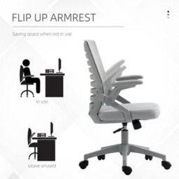 Vinsetto Mesh Office Chair Home Swivel Task Chair W/ Lumbar Support, Arm, Grey - thumbnail 4