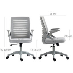 Vinsetto Mesh Office Chair Home Swivel Task Chair W/ Lumbar Support, Arm, Grey - thumbnail 3