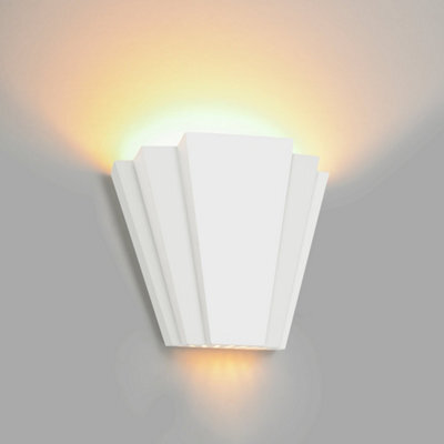 Harper Living Art Deco Up/down Wall Light, White Ceramic Finish, G9 Bulb Cap - image 1