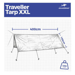 Amazonas Traveller Set Xxl Ultralight Camping Hammock With Mosquito Net, Tarp & Suspension Ropes - thumbnail 4