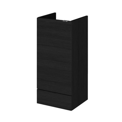 Hudson Reed Fusion Floor Standing 1 Door Base Unit, Soft Close, Charcoal Black Woodgrain, 400X355X864mm - image 1