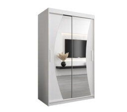 Arte Wave Contemporary 2 Mirrored Sliding Door Wardrobe 5 Shelves 2 Rails White Matt (H)2000mm (W)1200mm (D)620mm - thumbnail 1