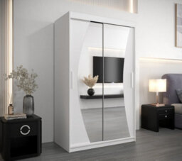 Arte Wave Contemporary 2 Mirrored Sliding Door Wardrobe 5 Shelves 2 Rails White Matt (H)2000mm (W)1200mm (D)620mm - thumbnail 2