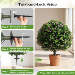 Gainoom Set Of 2 Boxwood Topiary Ball Trees With Ground Spikes 60 Cm Faux Flowering Shrubs - thumbnail 8
