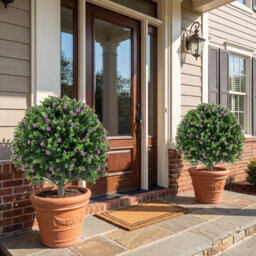 Gainoom Set Of 2 Boxwood Topiary Ball Trees With Ground Spikes 60 Cm Faux Flowering Shrubs - thumbnail 3