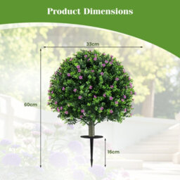 Gainoom Set Of 2 Boxwood Topiary Ball Trees With Ground Spikes 60 Cm Faux Flowering Shrubs - thumbnail 2