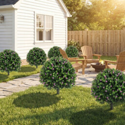 Gainoom Set Of 2 Boxwood Topiary Ball Trees With Ground Spikes 60 Cm Faux Flowering Shrubs - thumbnail 4