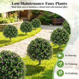 Gainoom Set Of 2 Boxwood Topiary Ball Trees With Ground Spikes 60 Cm Faux Flowering Shrubs - thumbnail 5