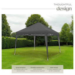 Tectake Gazebo Linosa - 3 X 3 M, Foldable, Water-Resistant, Uv Protection 300 X 300 X 255 Cm - Grey - thumbnail 3