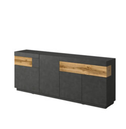 Arte Silke 25 Sideboard Cabinet  In Matera & Wotan Oak - Modern With Two Drawers & Eight Compartments - W2190mm X H850mm X D400mm