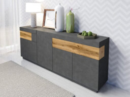 Arte Silke 25 Sideboard Cabinet  In Matera & Wotan Oak - Modern With Two Drawers & Eight Compartments - W2190mm X H850mm X D400mm - thumbnail 3