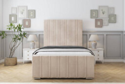 "Sloomy Radcliffe Sand Naples Bed Frame With Mattress With 50"" Upholstered Headboard 4'6 Double" - thumbnail 1