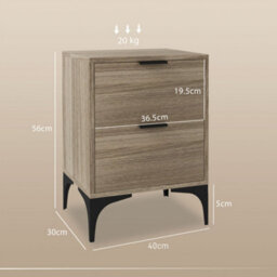 Wyld Haus Nielel Set Of 2 Grey Wood-Effect Bedside Tables With 2 Drawers - Medium (L40 X D30 X H56Cm) - thumbnail 4