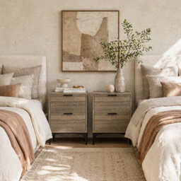 Wyld Haus Nielel Set Of 2 Grey Wood-Effect Bedside Tables With 2 Drawers - Medium (L40 X D30 X H56Cm) - thumbnail 2