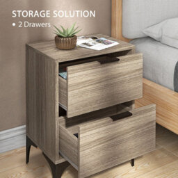 Wyld Haus Nielel Set Of 2 Grey Wood-Effect Bedside Tables With 2 Drawers - Medium (L40 X D30 X H56Cm) - thumbnail 6