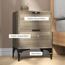 Wyld Haus Nielel Set Of 2 Grey Wood-Effect Bedside Tables With 2 Drawers - Medium (L40 X D30 X H56Cm) - thumbnail 7