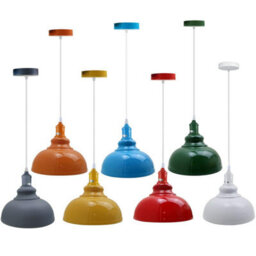 Dc Voltage Modern Ceiling Pendant Light - Red Metal Shade, 29Cm Wide, E27 Base, Adjustable Hanging Kit - thumbnail 4