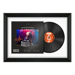 "AK Frames 25X17"" Black Swept Vinyl Record Frame With White Mount For 12 Inch Lp Cover & Disc - Overlapped Design" - thumbnail 1