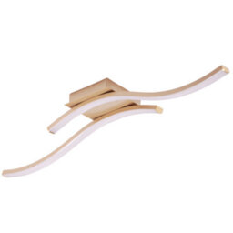 Happy Homewares Modern Double Wavy Strip Flush Led Powered Ceiling Light Fitting In Gold Sand