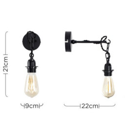 Valuelights Huber Pair Of Industrial Satin Black Wall Ceiling Light Fittings - thumbnail 6