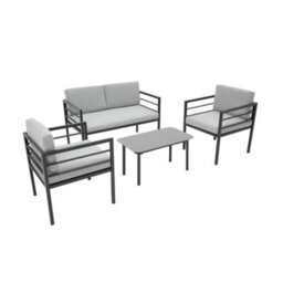 More4Homes Rhodes Garden Sofa Set 4 Seater Outdoor Garden Furniture Set With Glass Table And Cover (Grey) - thumbnail 3