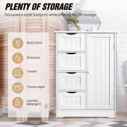 Bathroom Floor Storage Cabinet Adjustable Shelf 4 Drawers - thumbnail 6