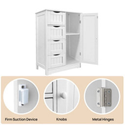Bathroom Floor Storage Cabinet Adjustable Shelf 4 Drawers - thumbnail 5