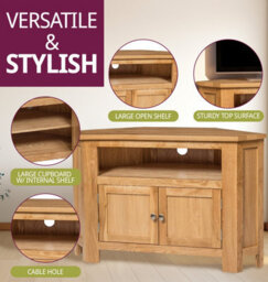Hallowood Furniture Waverly Oak 2 Door Corner Tv Unit - thumbnail 5