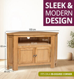Hallowood Furniture Waverly Oak 2 Door Corner Tv Unit - thumbnail 3
