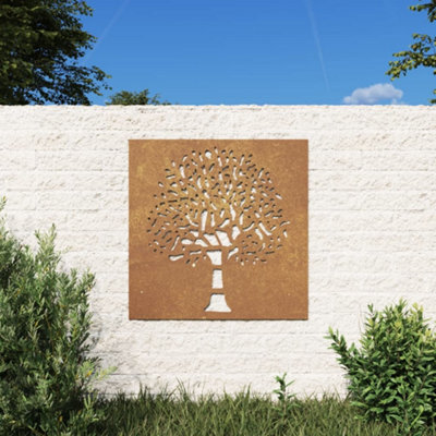 Vidaxl Garden Wall Decoration 55X55 Cm Corten Steel Tree Design - image 1