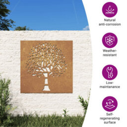 Vidaxl Garden Wall Decoration 55X55 Cm Corten Steel Tree Design - thumbnail 7