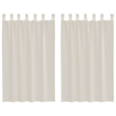 Berkfield Durable Voile Curtains With Tab Top 2 Pcs Cream - image 1