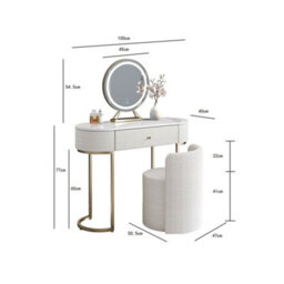 CARME Home Romy Bouclé Dressing Table With Evie Led Mirror & Hattie Bouclé Stool - thumbnail 8