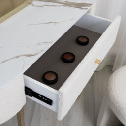 CARME Home Romy Bouclé Dressing Table With Evie Led Mirror & Hattie Bouclé Stool - thumbnail 3