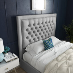 DS Living Kingston Upholstered Soft Touch Grey Plush Velvet King Size Bed Frame 5Ft - thumbnail 2