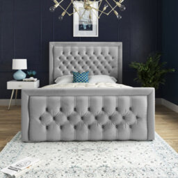 DS Living Kingston Upholstered Soft Touch Grey Plush Velvet King Size Bed Frame 5Ft - thumbnail 3